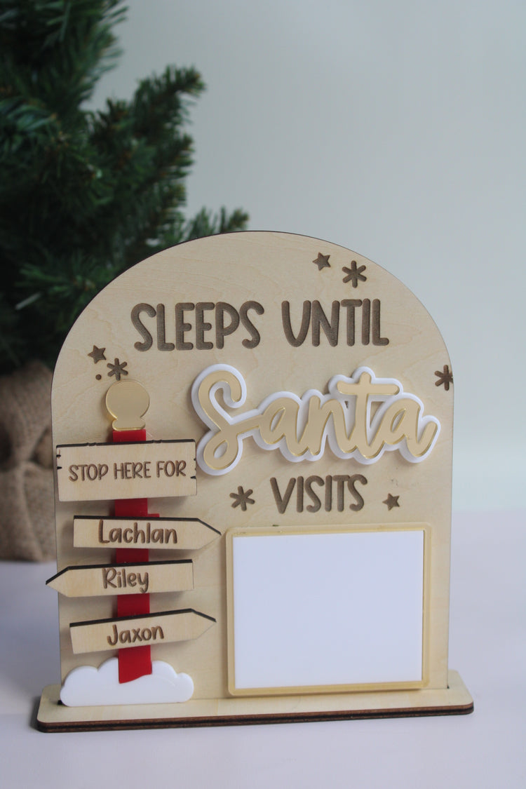 Sleeps Until Santa Visits & Stop Here Sign – Custom Family Christmas Countdown