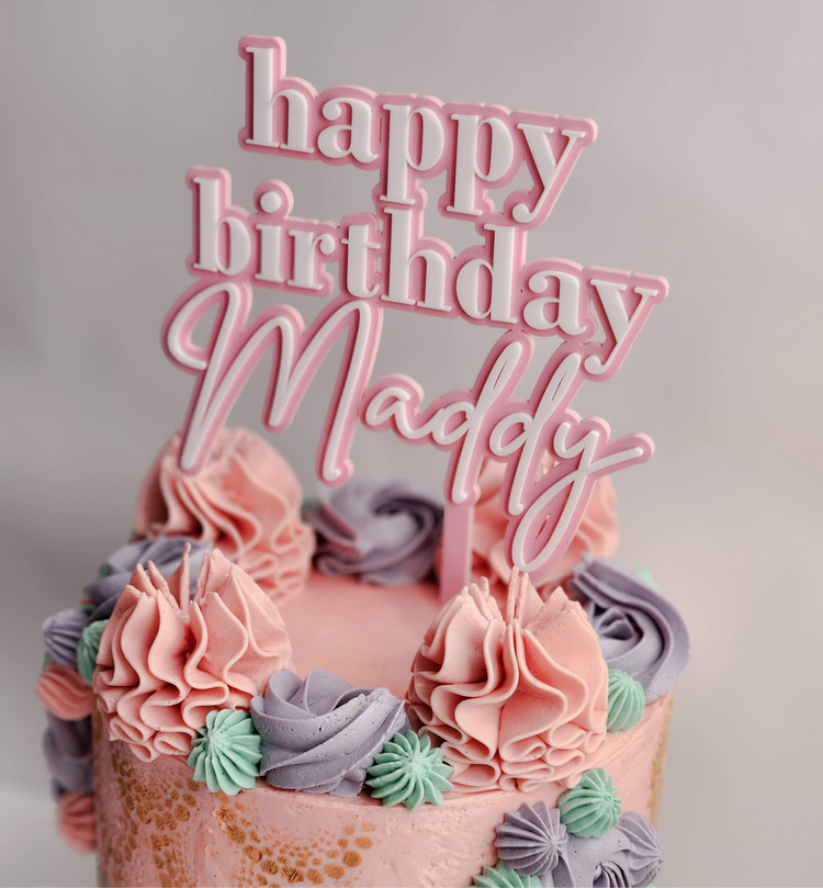 Happy birthday name cake topper