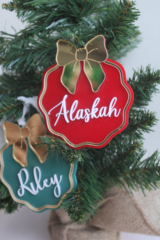 Personalised Christmas ornament With bow