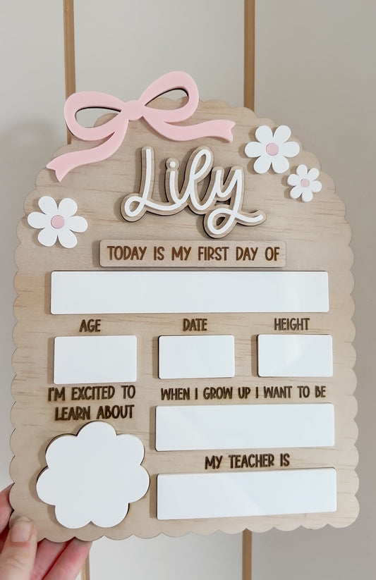 Bow / flower First day / last day board