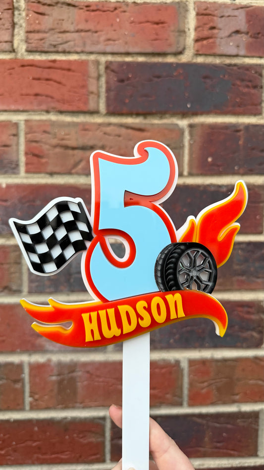 Hot wheels theme cake topper