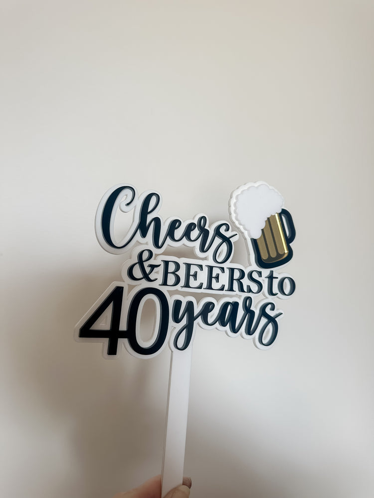 Cheer and beers to 40 years cake topper