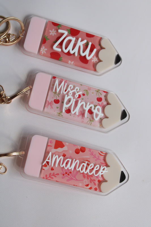 Personalised Pencil Keychain | Custom Teacher Gift | End of Year Student Gift | Back to School Accessories