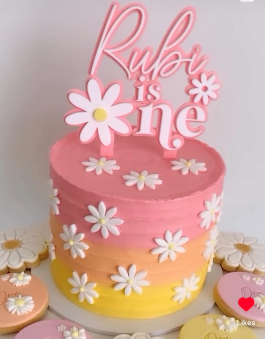 Flower one cake topper