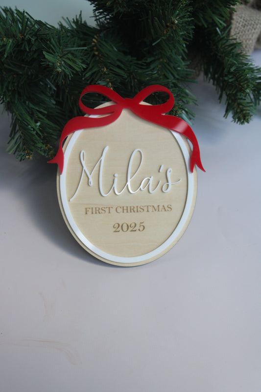 Bow first Christmas plaque
