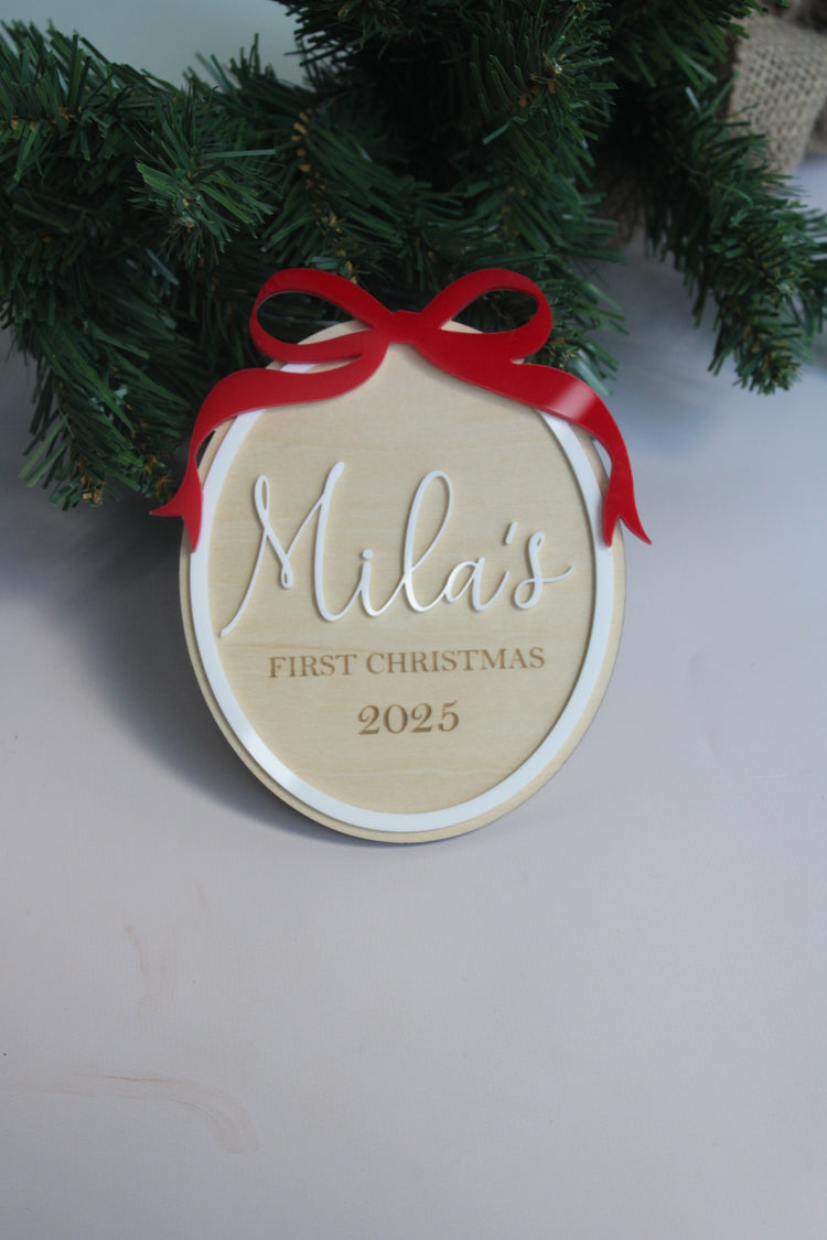 Bow first Christmas plaque