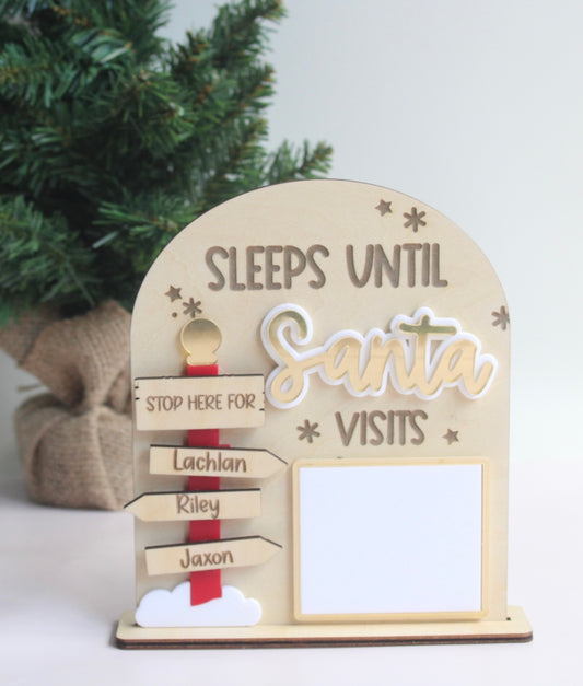 Sleeps Until Santa Visits & Stop Here Sign – Custom Family Christmas Countdown