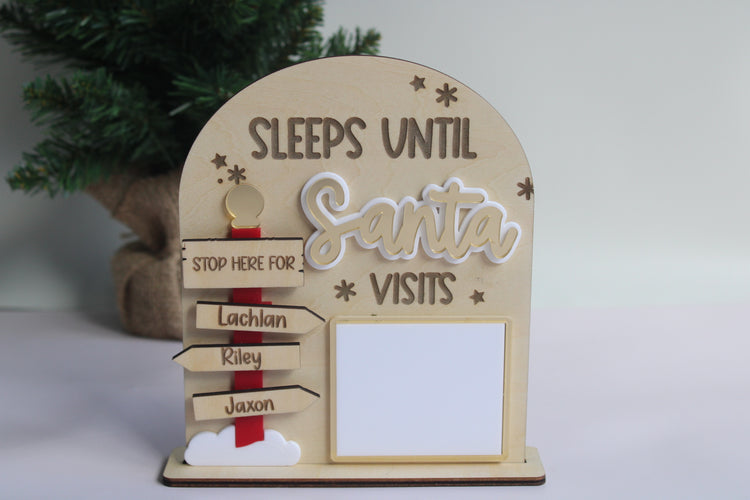Sleeps Until Santa Visits & Stop Here Sign – Custom Family Christmas Countdown