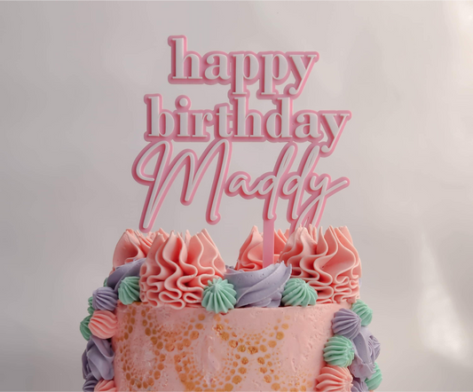 Happy birthday name cake topper