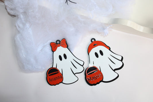 Personalised Ghost Trick-or-Treat Basket Tag