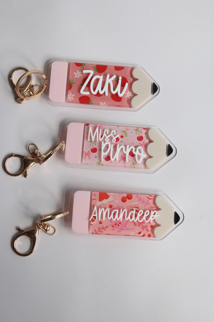 Personalised Pencil Keychain | Custom Teacher Gift | End of Year Student Gift | Back to School Accessories