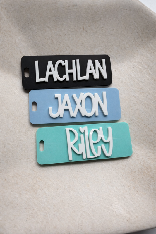 Personalised acrylic bag tag