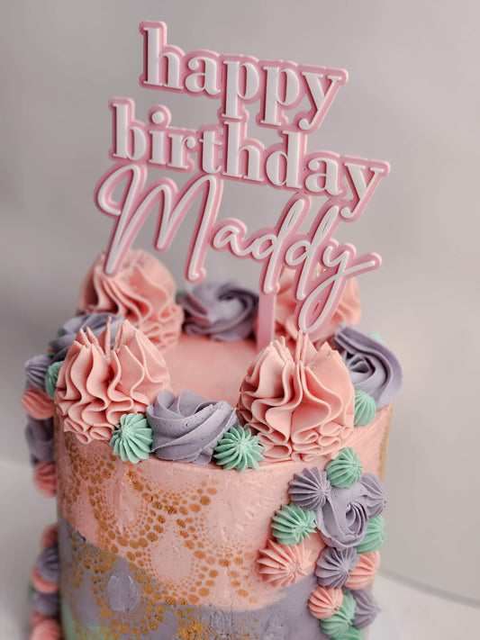 Happy birthday name cake topper