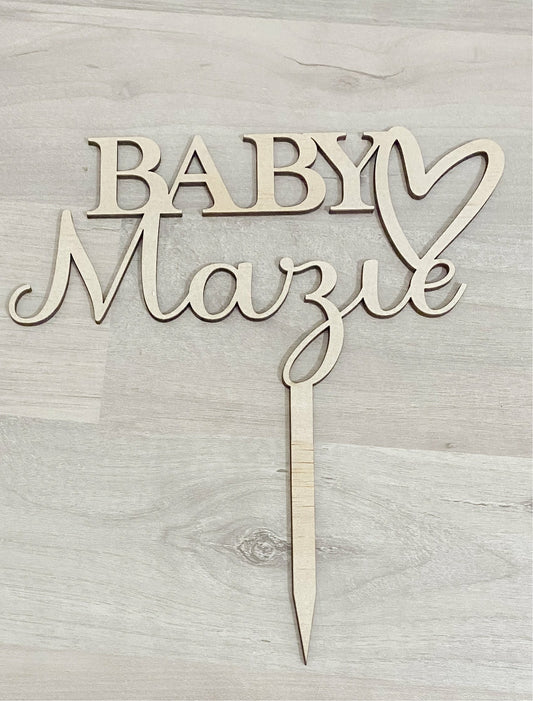 Baby name cake topper