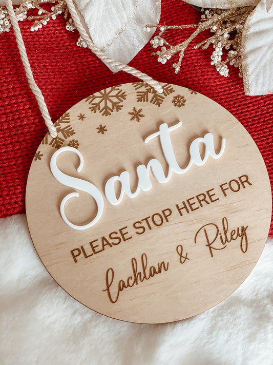 Santa stop here sign circle