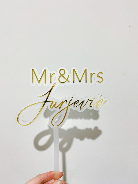 Mr and mrs cake topper