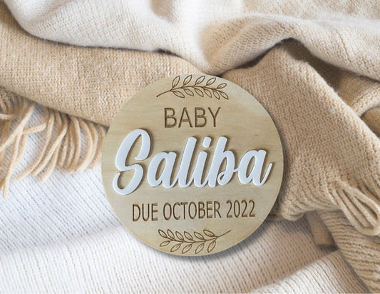 Pregnancy announcement plaque - leaf