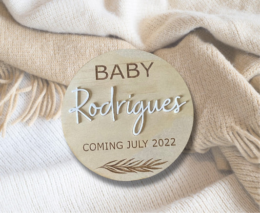 Pregnancy announcement plaque - Feather