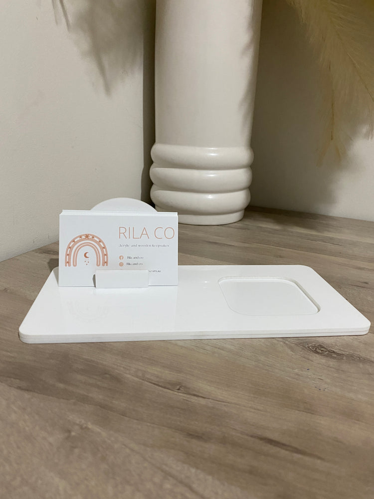 Blank square holder & business card holder dock