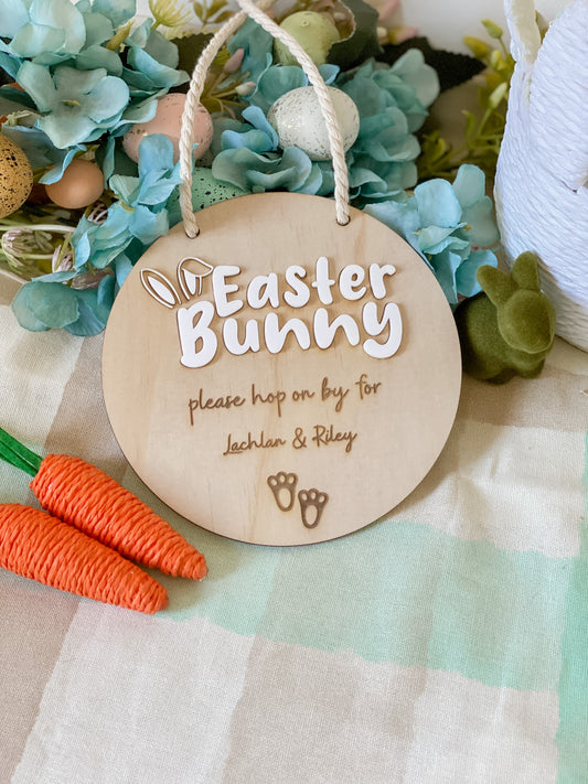 Easter bunny hop on by sign